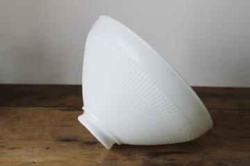 catalog photo of MCM vintage milk glass torchiere reflector shade for table or floor lamp, waffle pattern glass 