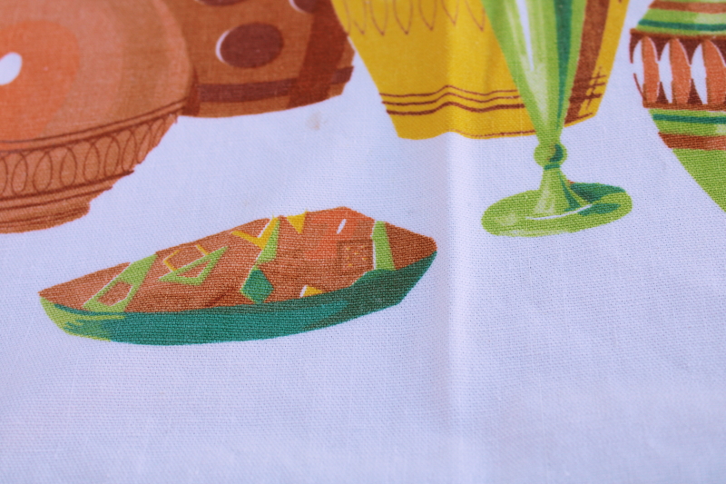 photo of MCM vintage mod bottles print cotton bar dish towel or small tablecloth #4