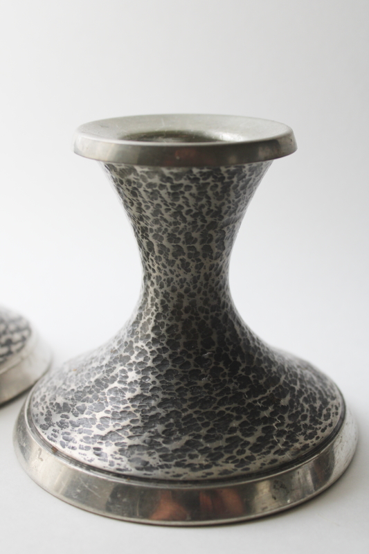 photo of MCM vintage pewter candle holders, B M Norway brutalist hammered metal candlesticks 60s mod  #2