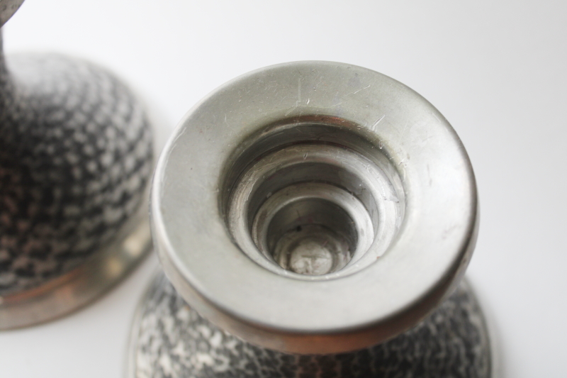 photo of MCM vintage pewter candle holders, B M Norway brutalist hammered metal candlesticks 60s mod  #3