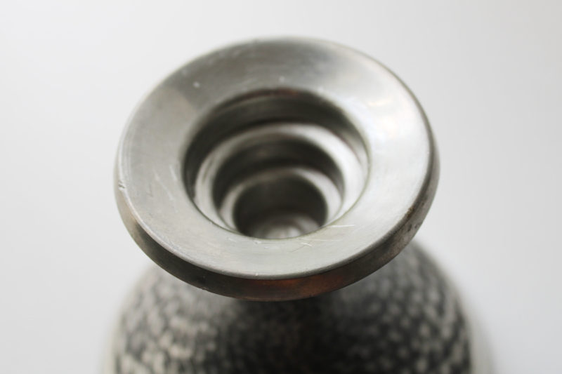 photo of MCM vintage pewter candle holders, B M Norway brutalist hammered metal candlesticks 60s mod  #4