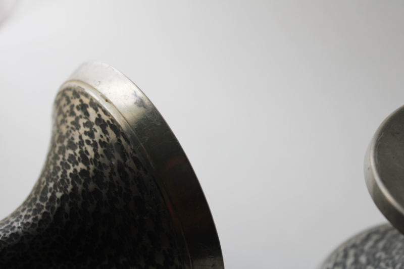 photo of MCM vintage pewter candle holders, B M Norway brutalist hammered metal candlesticks 60s mod  #5