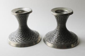 catalog photo of MCM vintage pewter candle holders, B M Norway brutalist hammered metal candlesticks 60s mod 