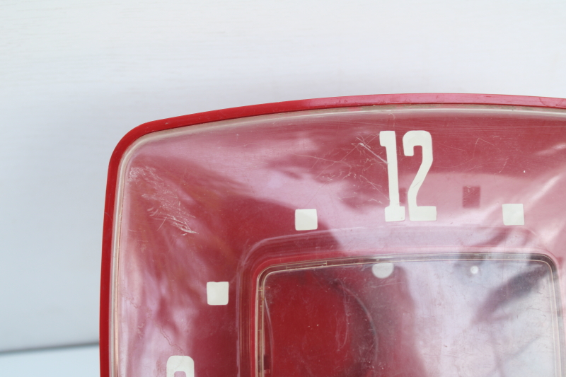 photo of MCM vintage red plastic GE wall clock case, empty no parts for upcycle frame or shadowbox display  #2