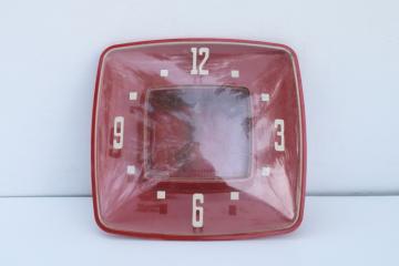 MCM vintage red plastic GE wall clock case, empty no parts for upcycle frame or shadowbox display 