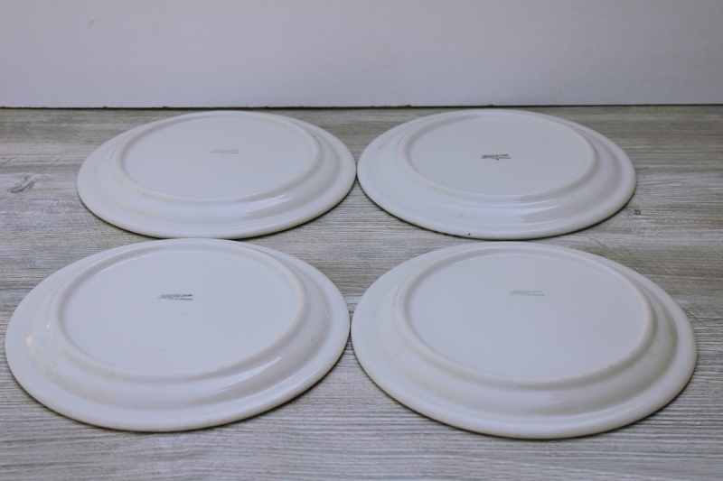 photo of MCM vintage restaurant china dinner plates airbrush design art deco palm leaves pink grey #4