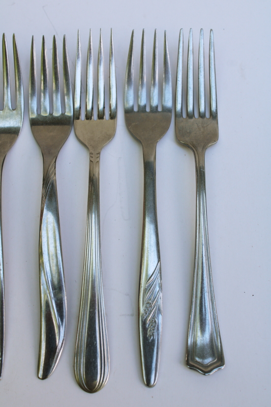photo of MCM vintage stainless forks mod mismatched patterns set of 10 pieces each different #2