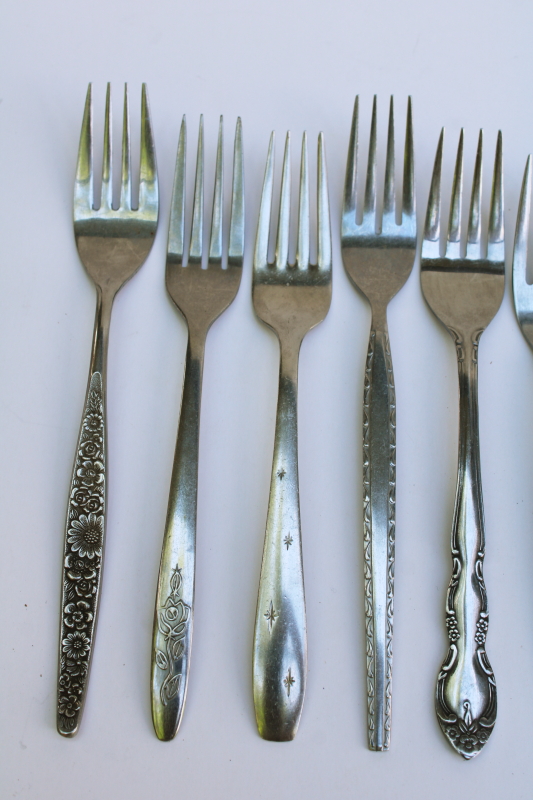photo of MCM vintage stainless forks mod mismatched patterns set of 10 pieces each different #3
