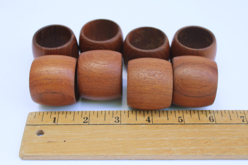 photo of MCM vintage teak wood napkin holders, set of 8 napkin rings Scandinavian mod minimalist style  #3