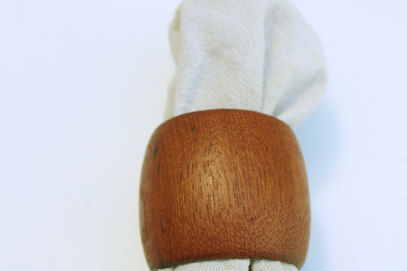 photo of MCM vintage teak wood napkin holders, set of 8 napkin rings Scandinavian mod minimalist style  #4