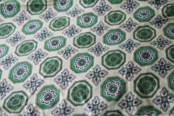 catalog photo of MCM vintage tiles print cotton flannel fabric, jade green w/ black on pale green