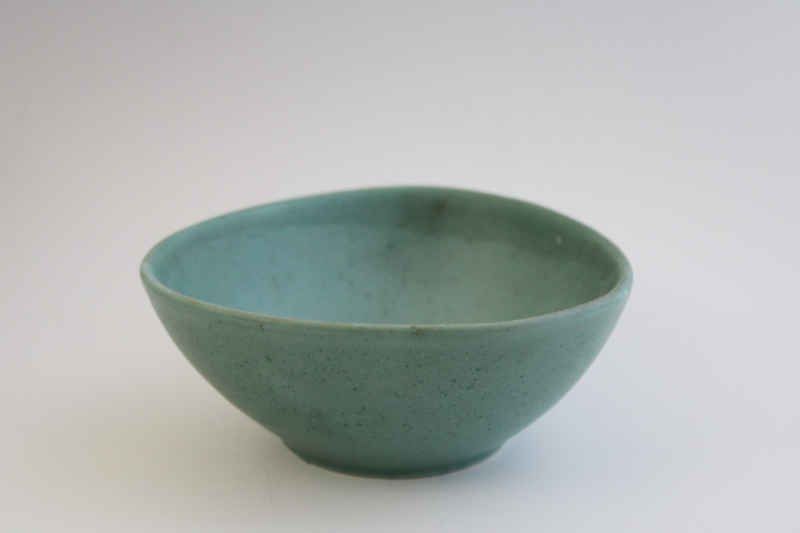 photo of MCM vintage turquoise planter bowl, Royal Haeger teal green matte glaze ceramic dish #1