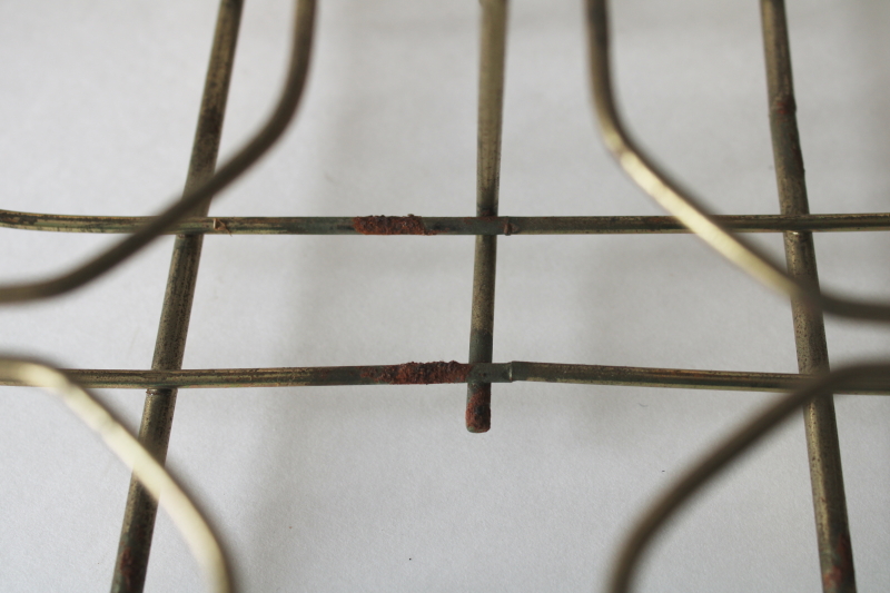 photo of MCM wire caddy drinking glasses w/ carrier rack, Federal glass gold leaf print highballs set of 8 #5