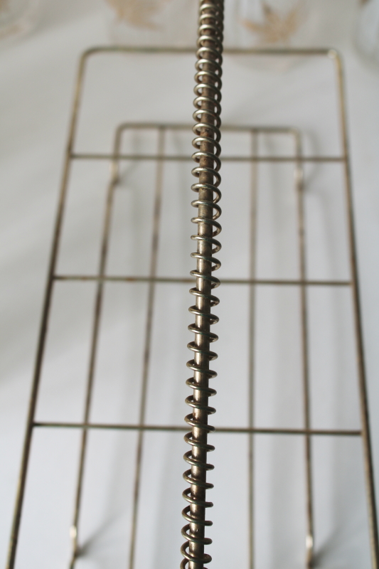 photo of MCM wire caddy drinking glasses w/ carrier rack, Fred Press gold leaf print highballs set of 8 #7