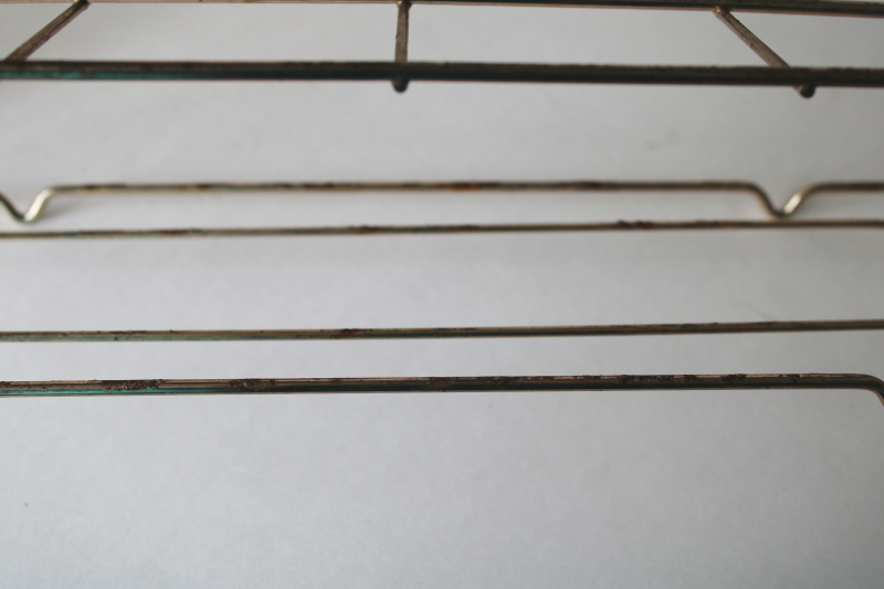 photo of MCM wire caddy drinking glasses w/ carrier rack, Fred Press gold leaf print highballs set of 8 #10