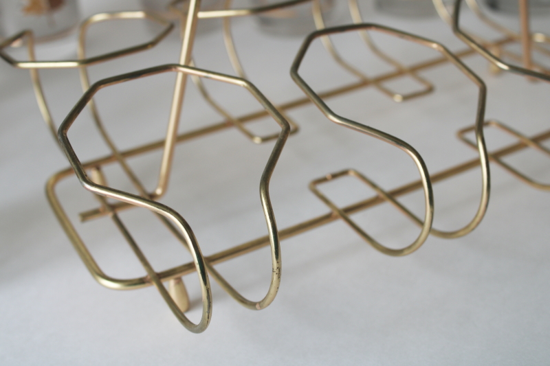photo of MCM wire caddy drinking glasses w/ carrier rack, Libbey golden foliage highballs set of 8 #7