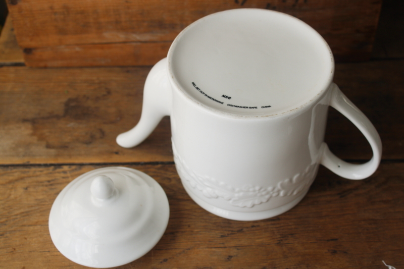 photo of MSE Martha Stewart acorn and oak leaf border all white china tea pot, never used  #5