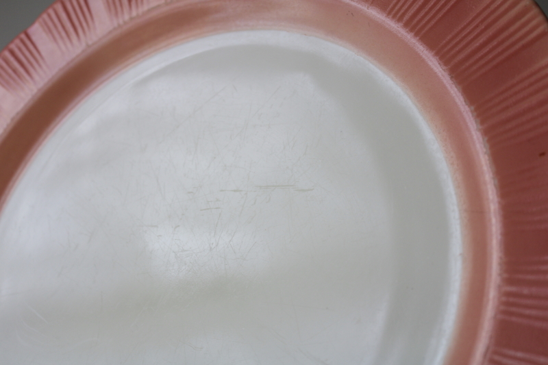 photo of MacBeth Evans Cremax ivory glass cake plate pie crust edge pink ruffle border #3