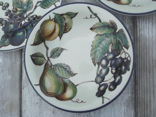 photo of Macintosh fruit pattern Pier 1 china dinner plates & soup bowls for 8 #4