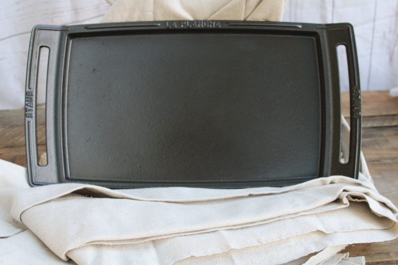 photo of Made in France Staub enameled cast iron La Plancha double burner griddle #3