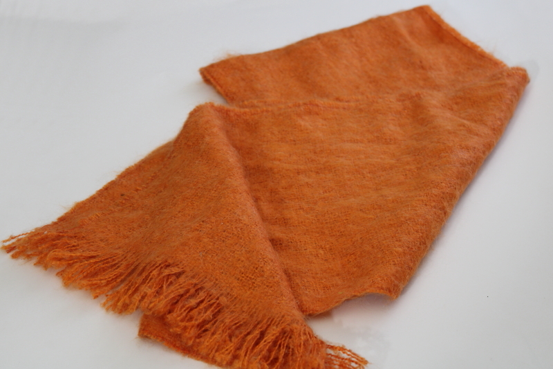 photo of Made in France acrylic mohair blend muffler scarf, classic orange French designer style #3