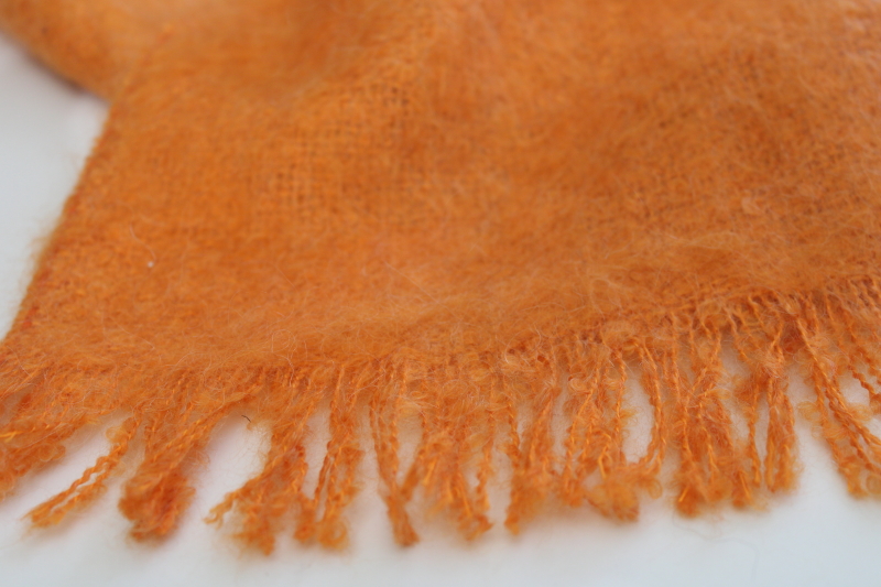 photo of Made in France acrylic mohair blend muffler scarf, classic orange French designer style #4