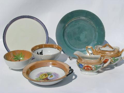 photo of Made in Japan vintage hand painted luster china, old Noritake etc. #1