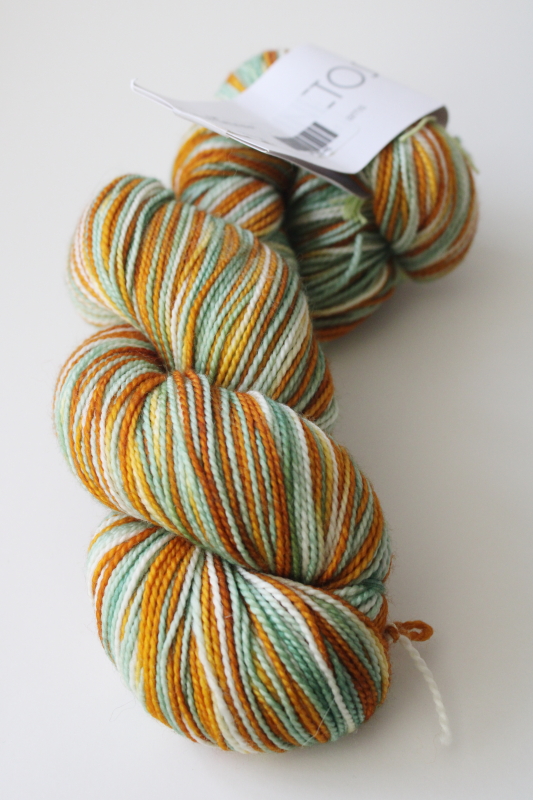 photo of Madeline Tosh sock yarn, hand dyed superwash merino wool Turtle color browns greens #3