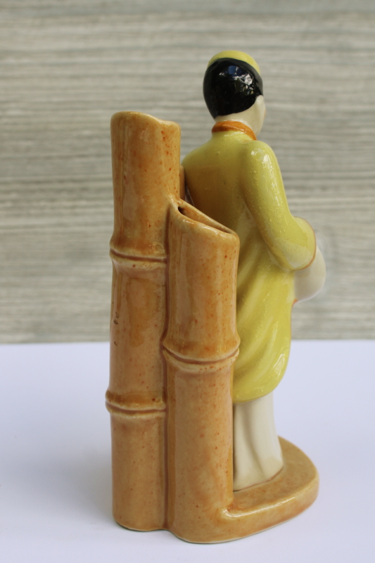 photo of Madison Ceramic Arts studio pottery figurine vase, MCM vintage Chinese musician w/ drum  #3