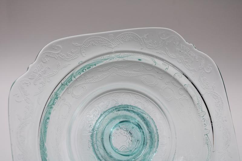 photo of Madrid Recollection sea green teal candy dish, vintage depression glass reproduction #5