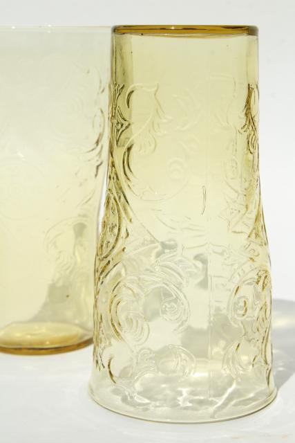 photo of Madrid / Recollection tall iced tea glasses, 12 tumblers amber yellow depression glass #3