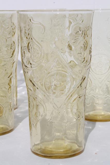 photo of Madrid / Recollection vintage yellow depression glass tumblers set of 6 drinking glasses #2