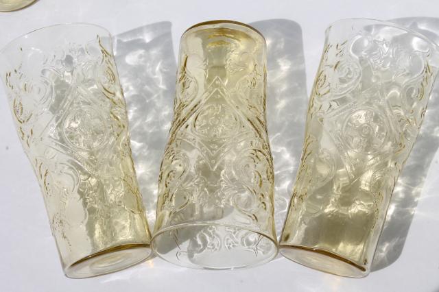 photo of Madrid / Recollection vintage yellow depression glass tumblers set of 6 drinking glasses #5