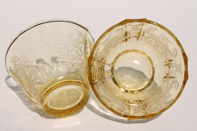 photo of Madrid pattern amber yellow depression glass, small dishes or jello molds #4