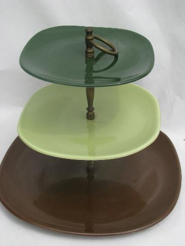 photo of Main Street vintage mid-century modern pottery for 4, mod colors #3