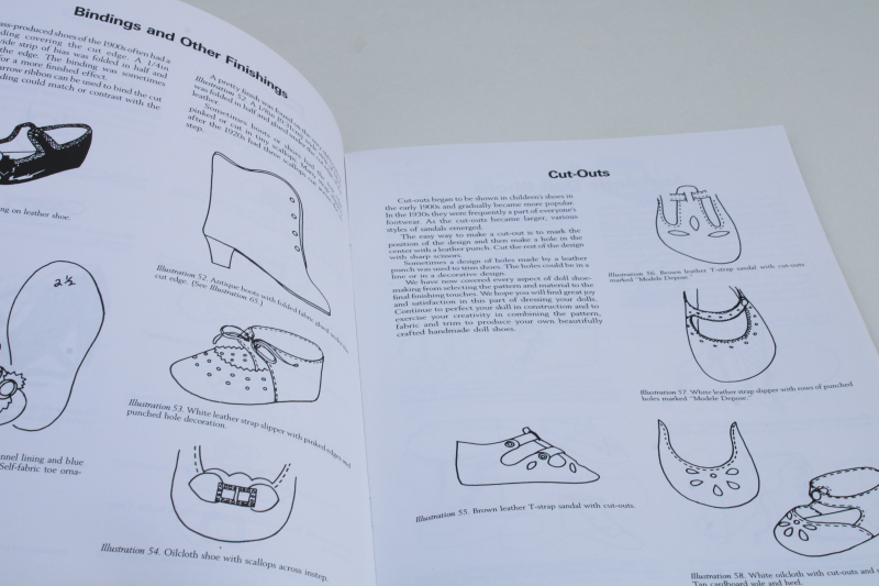 photo of Make Doll Shoes workbooks 1 & 2, full size craft sewing patterns for antique & vintage dolls slippers #3