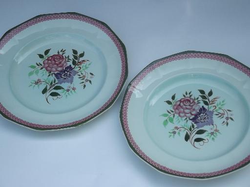 photo of Mandalay floral pattern vintage Adams - England Calyx Ware china plates #1