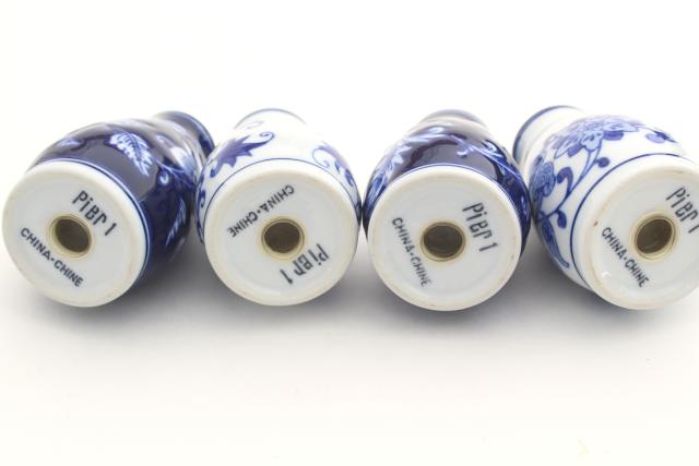 photo of Mandarin Pier 1 blue & white floral china S&P shakers set, Chinese porcelain salt and pepper #7