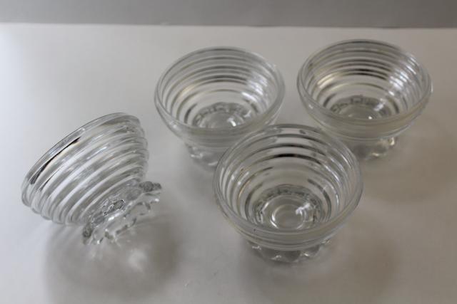 photo of Manhattan crystal clear glass sherbet bowls or dessert dishes, art deco vintage Anchor Hocking #2