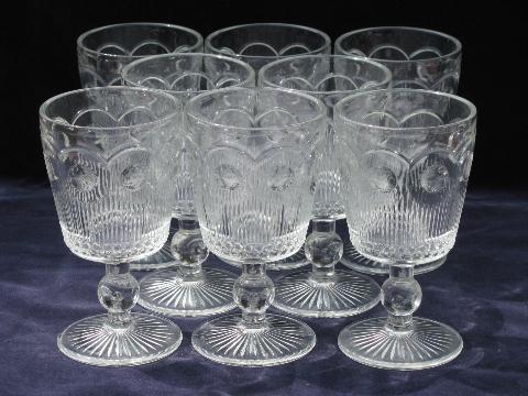 photo of Manhattan pattern coinspot vintage water glasses goblets stemware lot #1