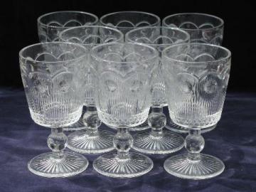 catalog photo of Manhattan pattern coinspot vintage water glasses goblets stemware lot