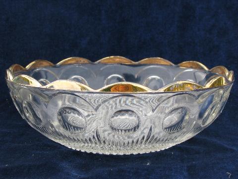 photo of Manhattan pressed pattern glass, vintage berry set w/ 6 small bowls #3