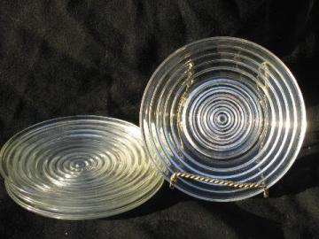 catalog photo of Manhattan vintage Anchor Hocking ring pattern glass plates, small plate lot