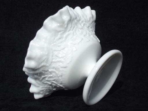 photo of Maple Leaf milk glass crimped ruffle compote bowl, vintage Westmoreland #2