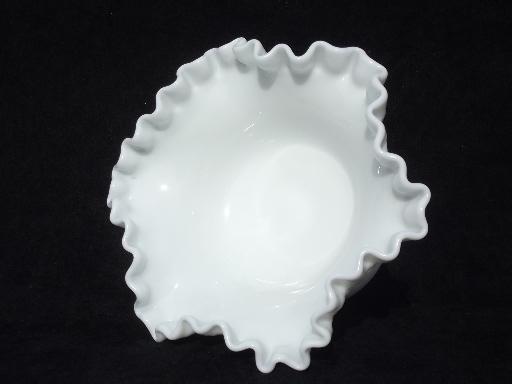 photo of Maple Leaf milk glass crimped ruffle compote bowl, vintage Westmoreland #3