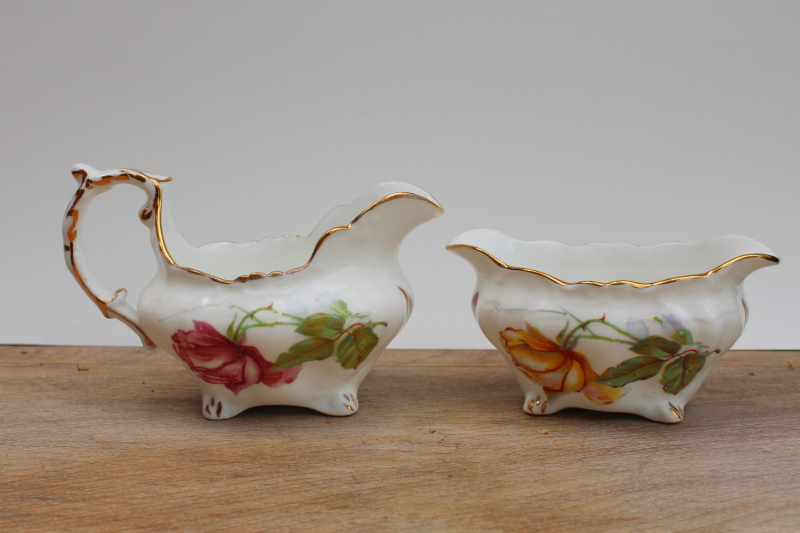 photo of Margaret Rose floral vintage Hammersley bone china mini cream & sugar set #1