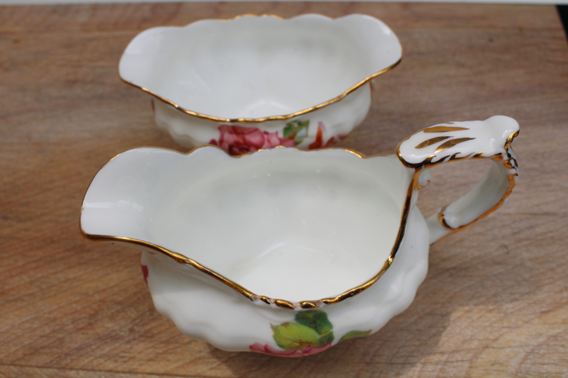 photo of Margaret Rose floral vintage Hammersley bone china mini cream & sugar set #4