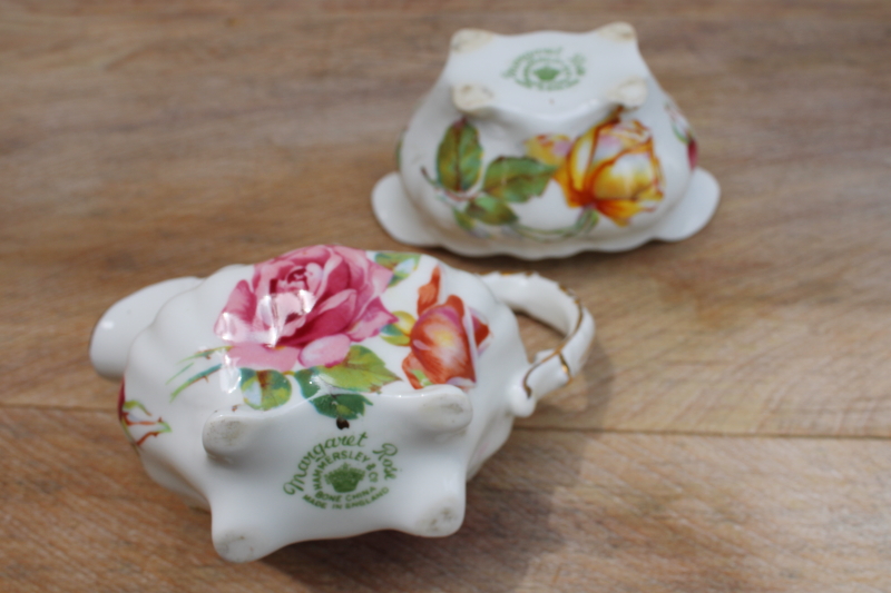 photo of Margaret Rose floral vintage Hammersley bone china mini cream & sugar set #5