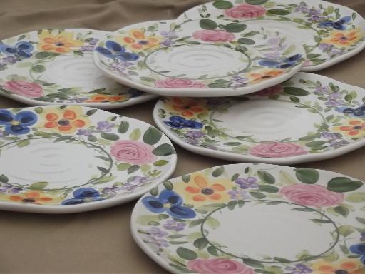 photo of Mariam's Garden Tabletops Unlimited hand painted floral china dinner plates #1