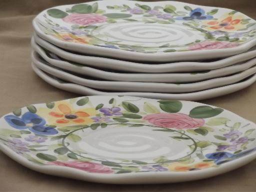 photo of Mariam's Garden Tabletops Unlimited hand painted floral china dinner plates #4